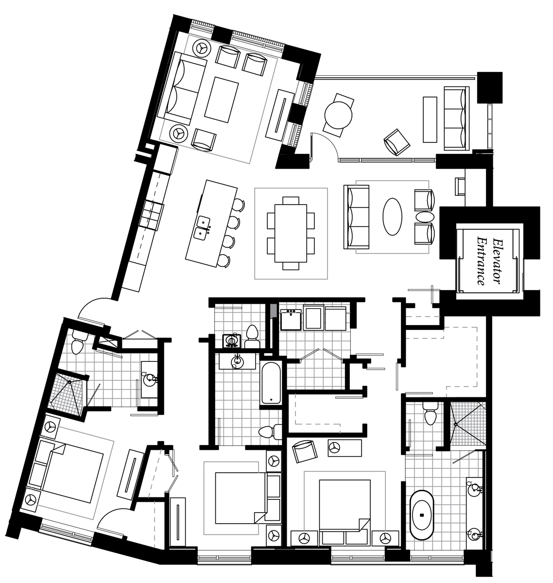 This is one of the big boys. This is the 2,200 sf 3br C unit.