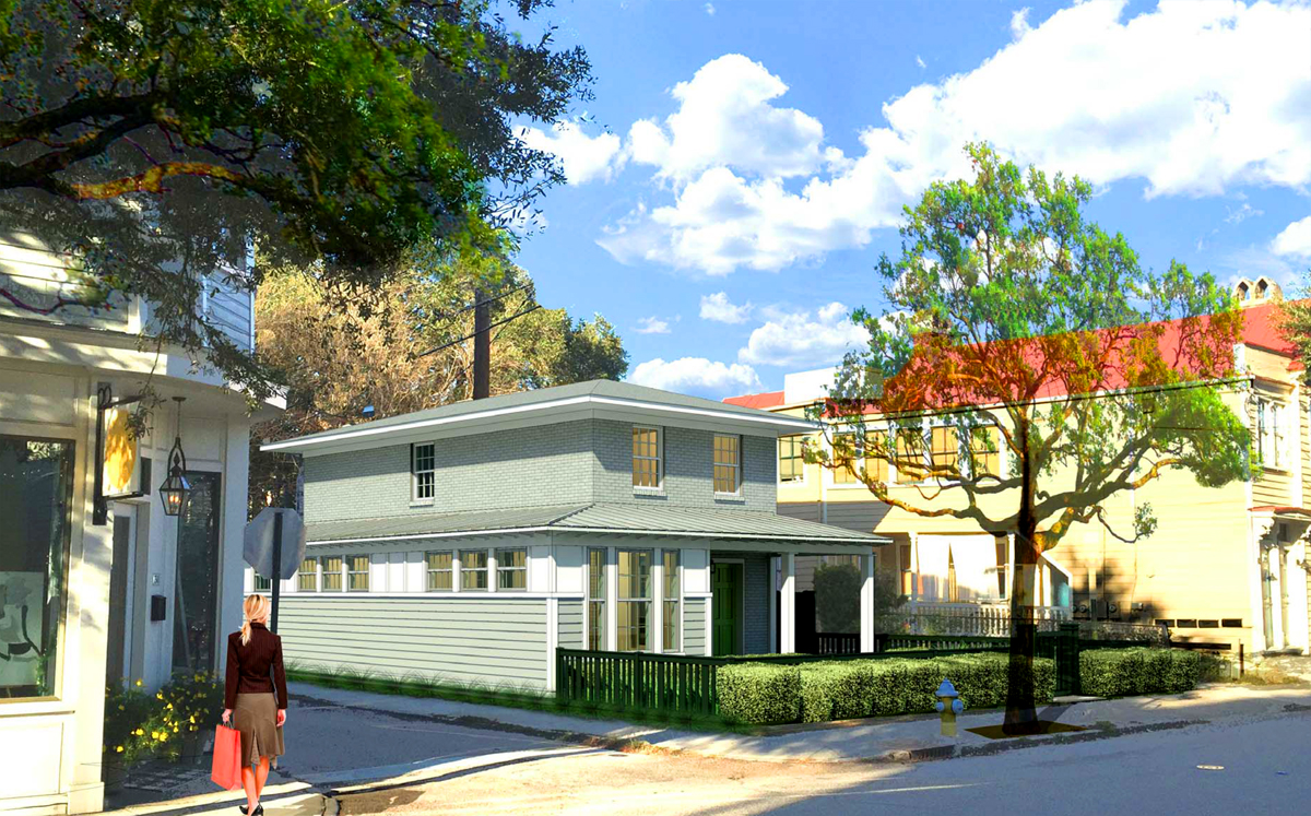 The latest rendering features someone who I refer to as the 'Red Bag Lady.' She started appearing in my renderings a few years ago. 