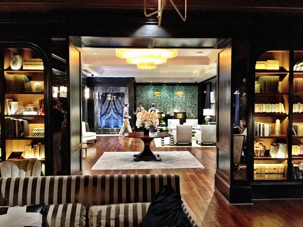 A view of the lobby from the lounge. 