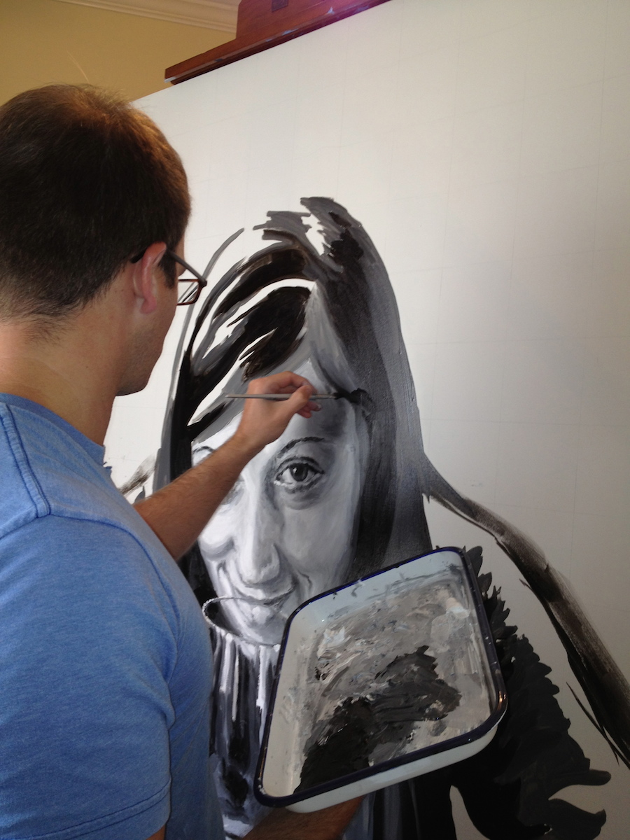 A painting of Danielle. Mid-way point progress shot.