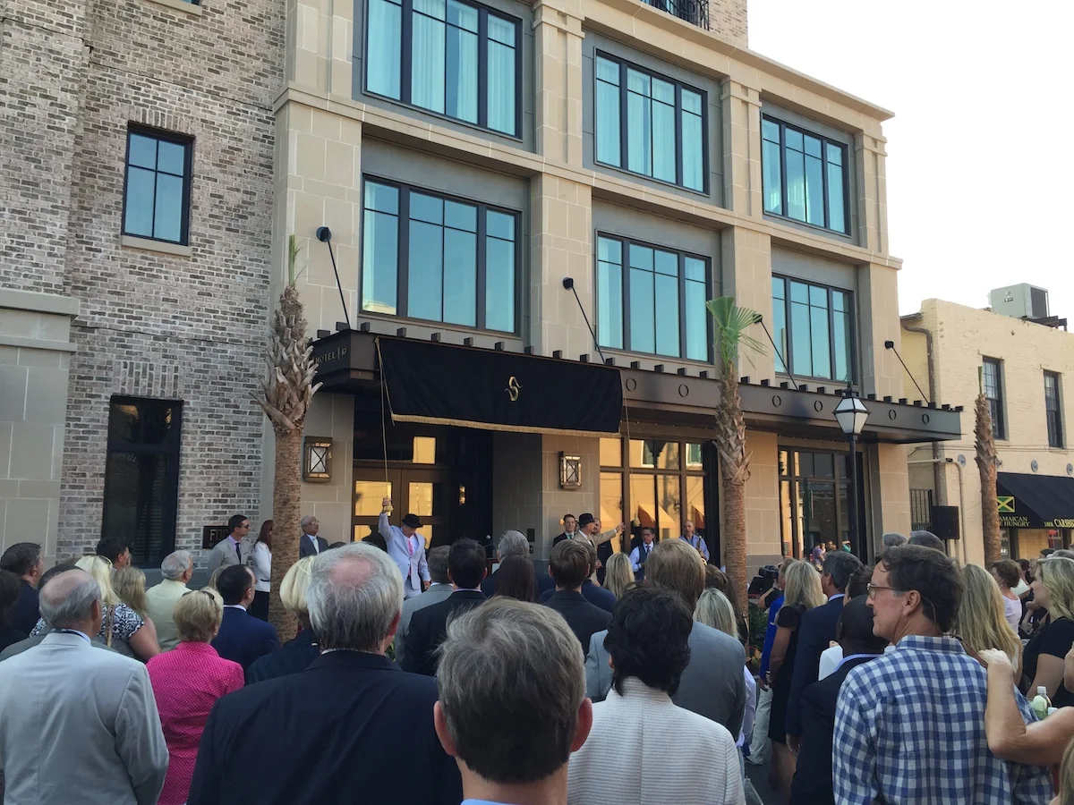 The grand opening party for the Spectator Hotel. Unveiling the sign.
