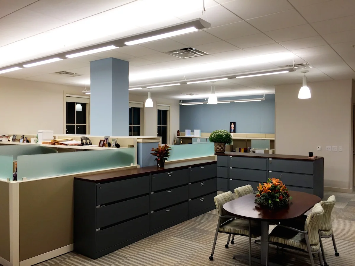 One of the common open office areas.