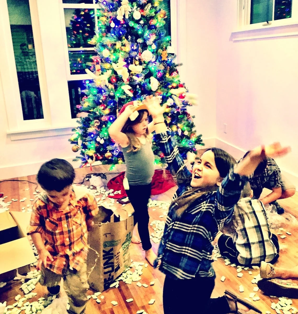 We let the kids decorate the tree. Lets just say that the density of ornaments was heavier at the bottom of the tree.