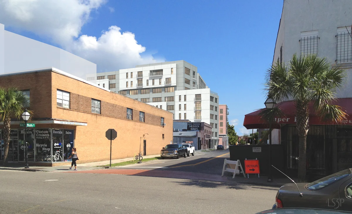 A view of the building from King Street. The Super Bad store in the front ground is no longer there.