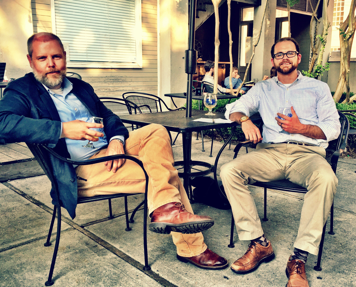Dang...Should have worn my blue blazer. Jay White and Steve Ramos at Kudu Coffee and Craft Beer