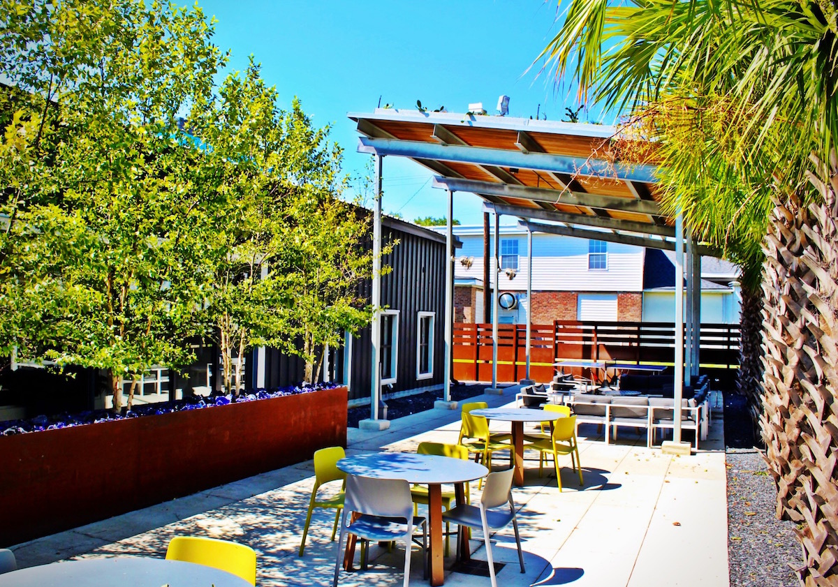 The outdoor terrace at Blue Acorn.