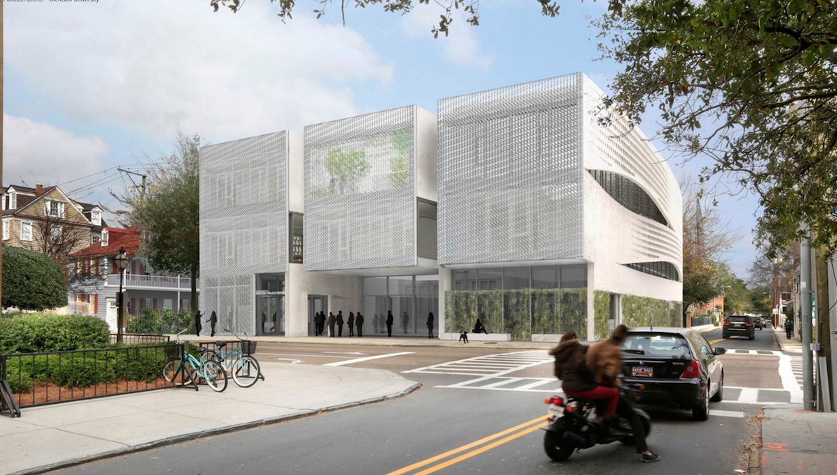 Rendering of the proposed design for the Spaulding Paolozzi Center by Allied Works Architecture. The Spaulding Paolozzi Center was to be the home of Clemson University’s School of Architecture and Historic Preservation.