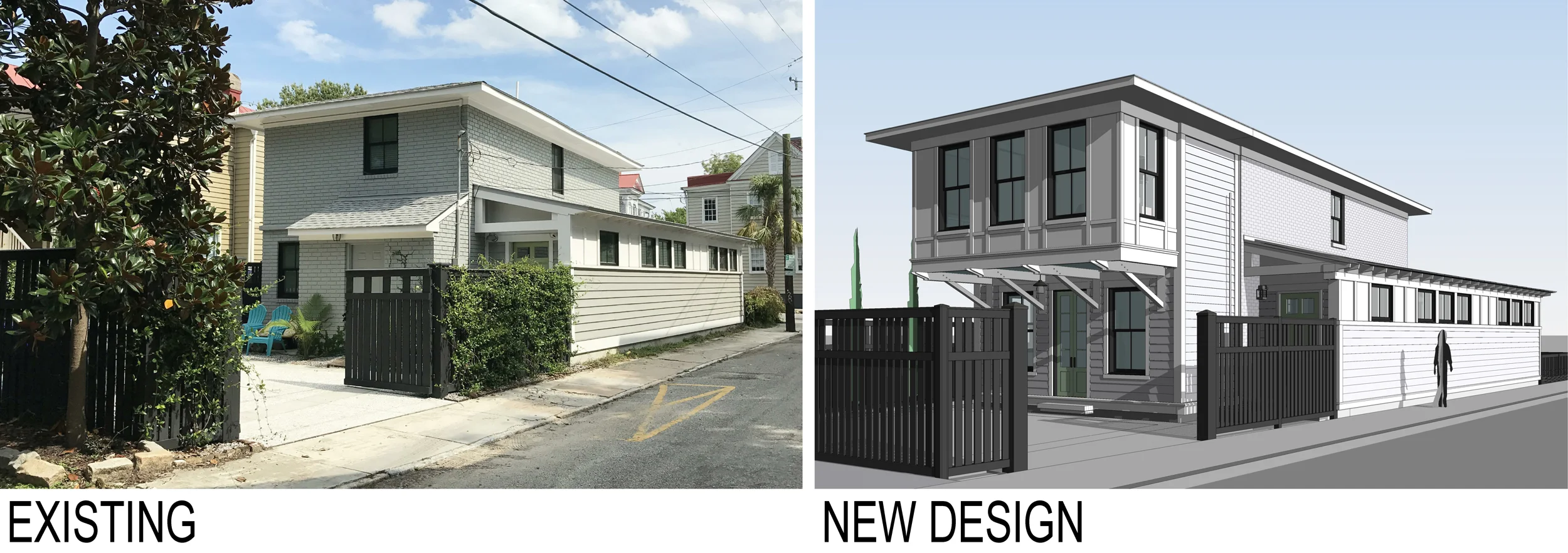 Image on left is the back of our house. The image on the right is a 3D drawing of the new addition which is about to begin construction.