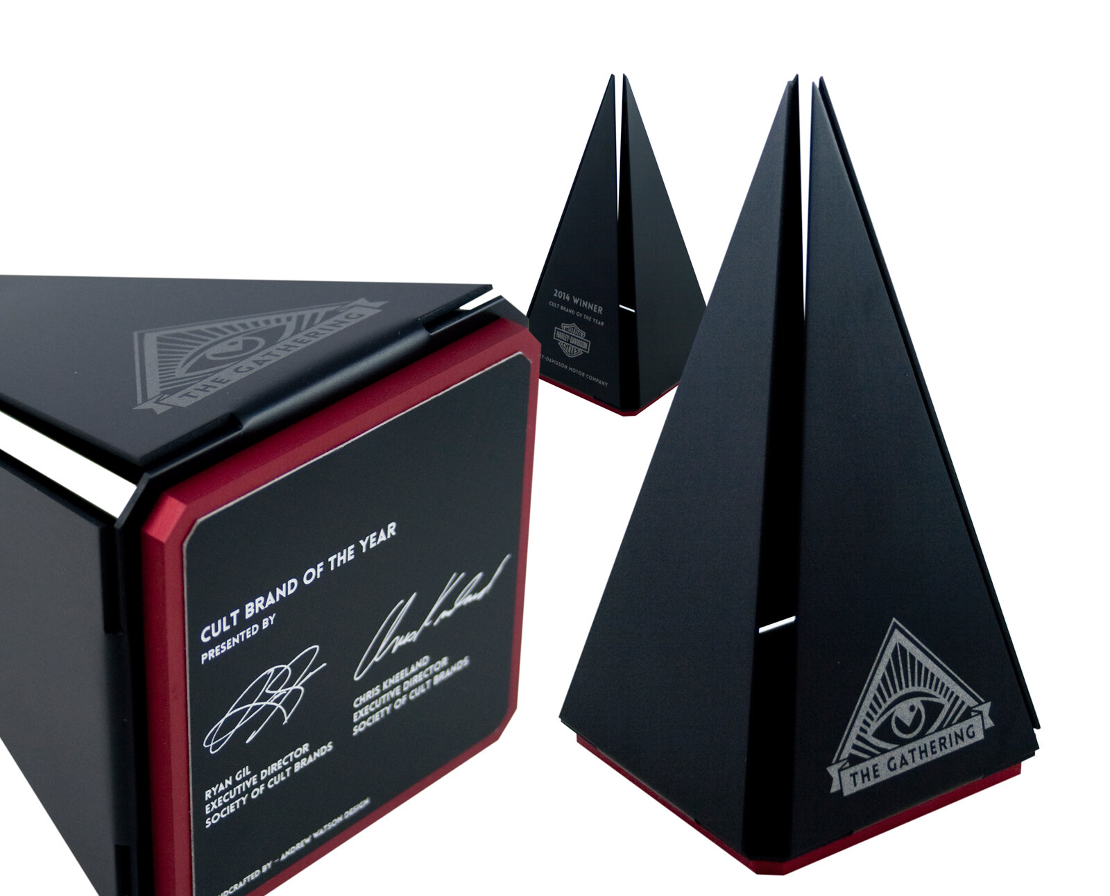 pyramid shaped trophies for marketing event appreciation 