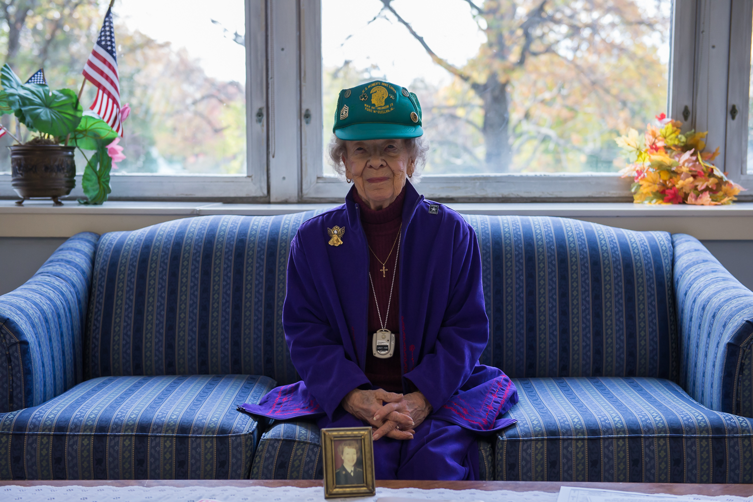  Elizabeth Lloyd poses for a portrait at the Armed Forces Retirement Home in Washington, DC. Lloyd, 90, joined the Women's Army Corps during World War II, then reenlisted after the war and ultimately retired from the Army in 1971. 