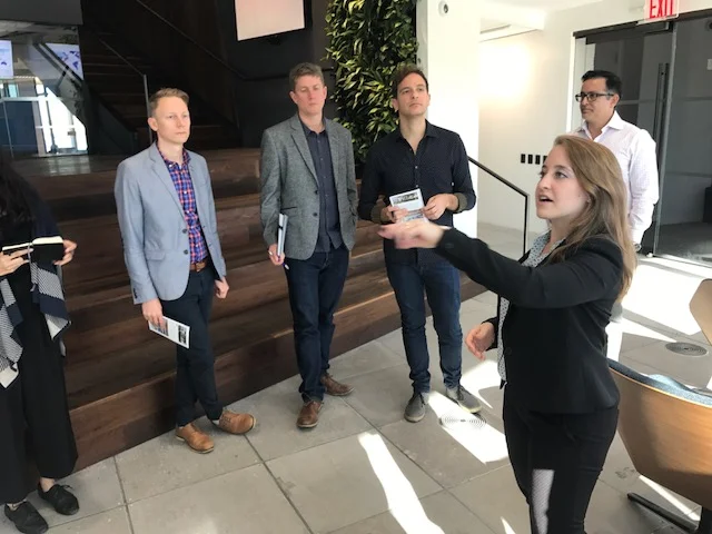 Jenna hosting the Virgin America team at Delos.