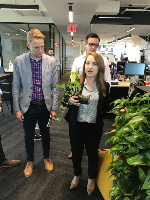 Jenna explains Delos' Biophilia Plan that provides a sensory-rich environment to the office space.