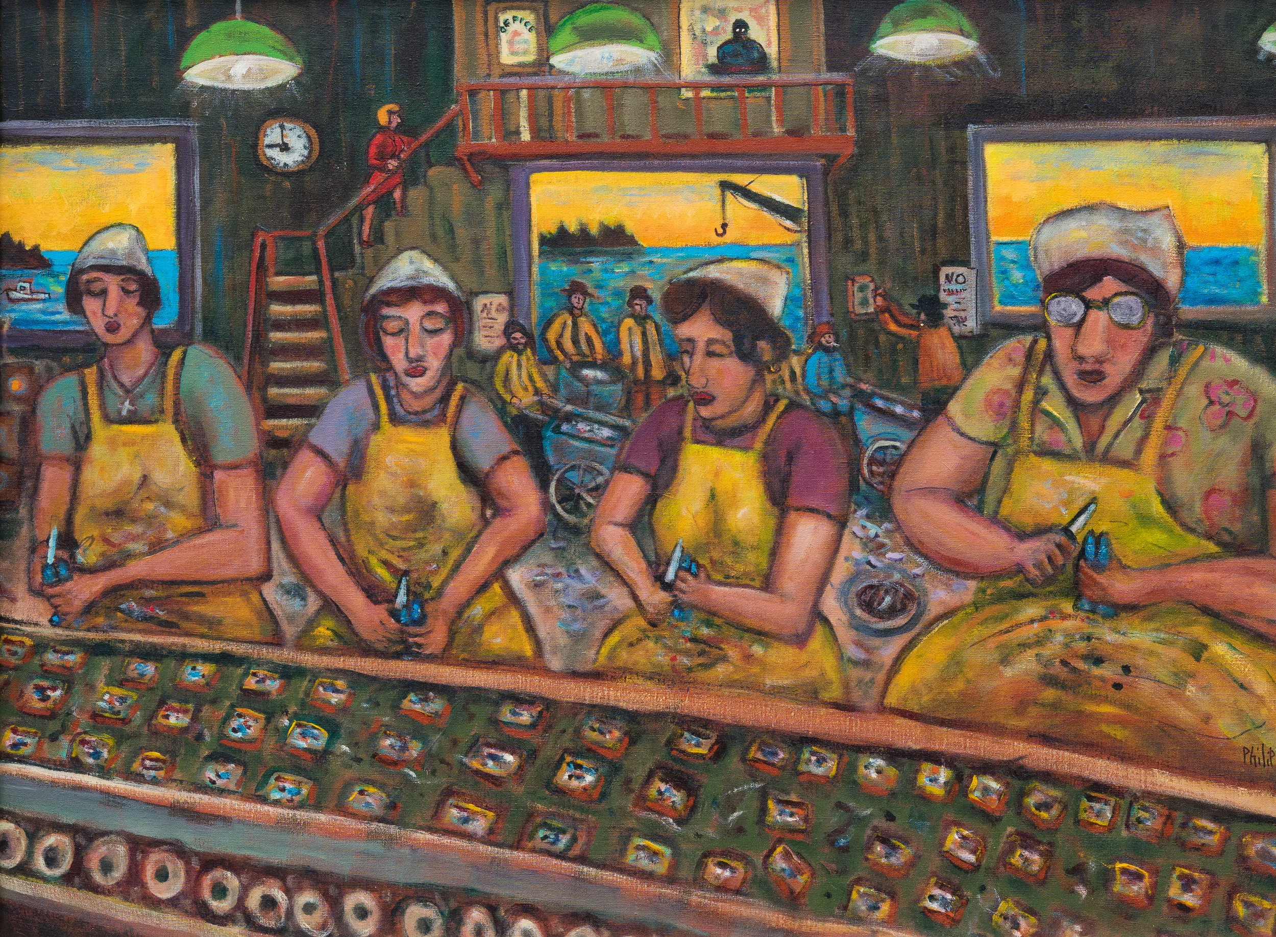 Phillip Barter Underwood Cannery Interior acrylic on canvas 36”x48” 8000.00