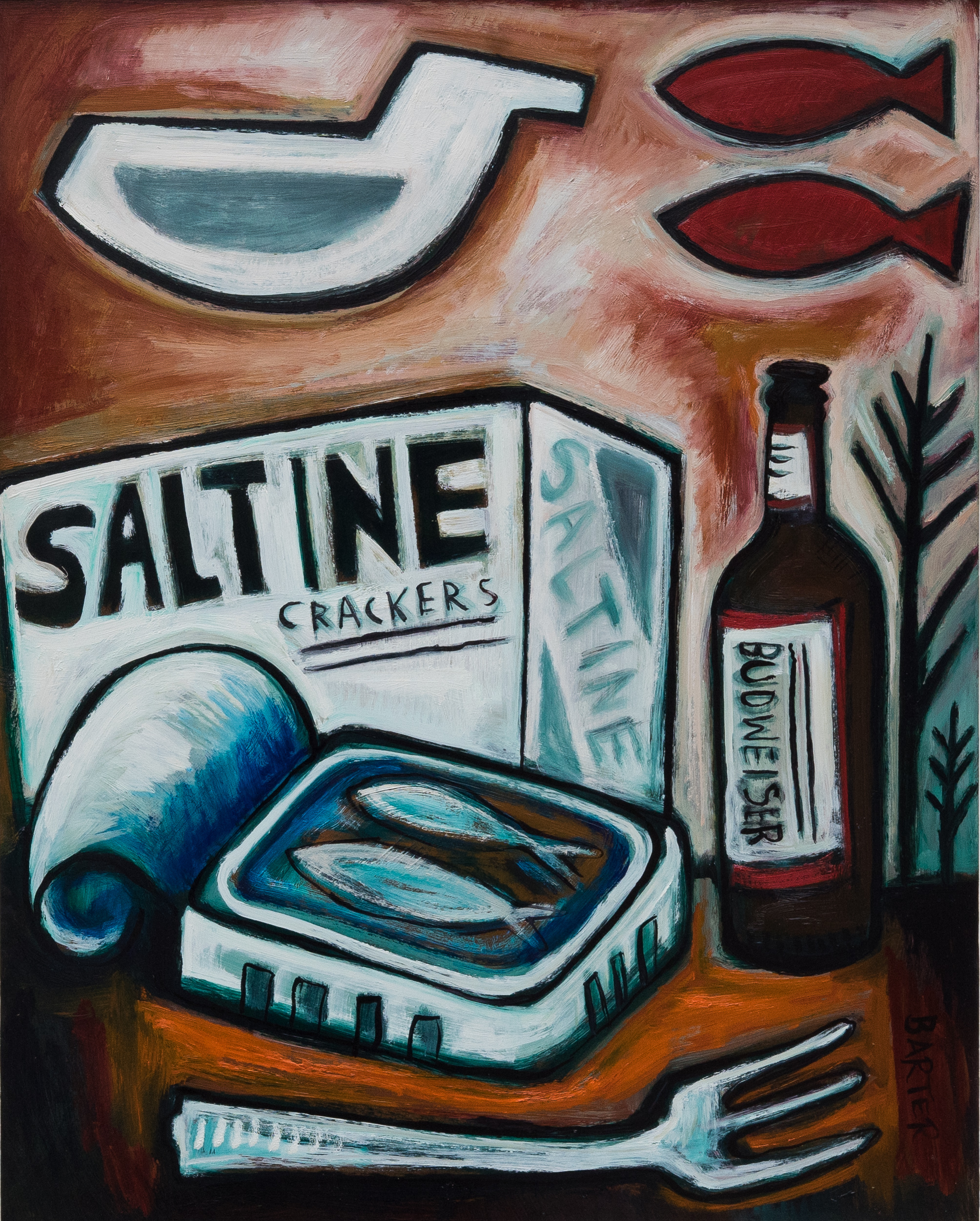 Matt Barter Downiest Lunch oil on board 26’x34” 2800.00