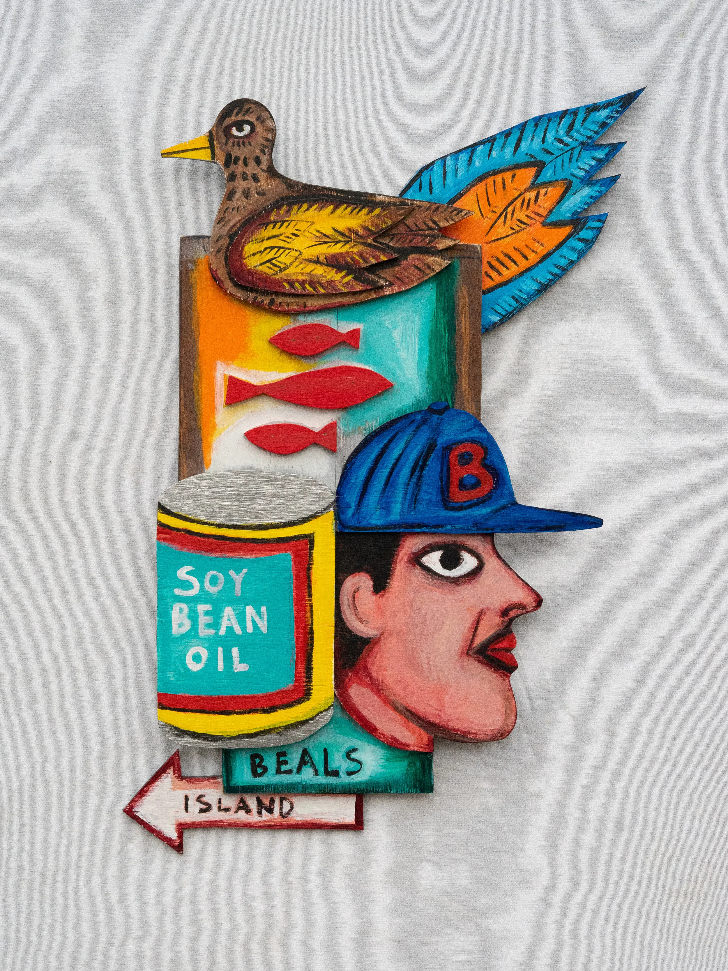 Matt Barter Mythology Of Jonesport #2 acrylic on wood relief 32”x24” 2800.00