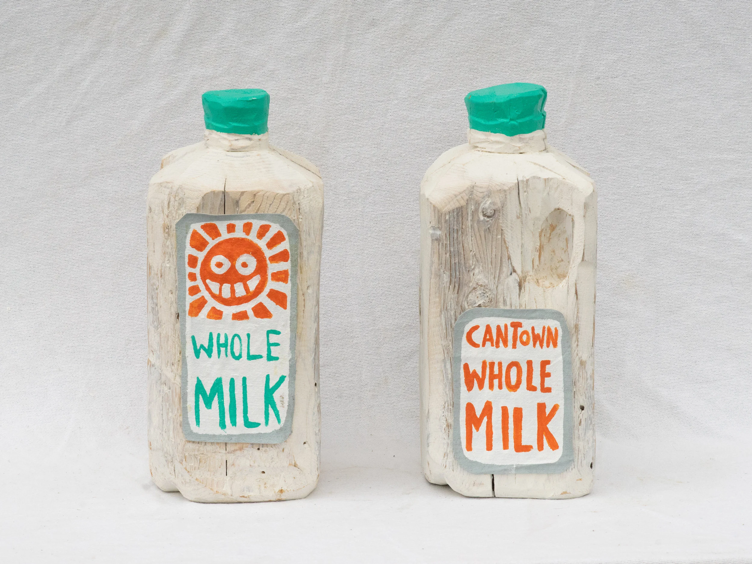 Matt Barter Cantown Whole Milk painted label on wood sculpture 12”x4” 250.00 quantity 4