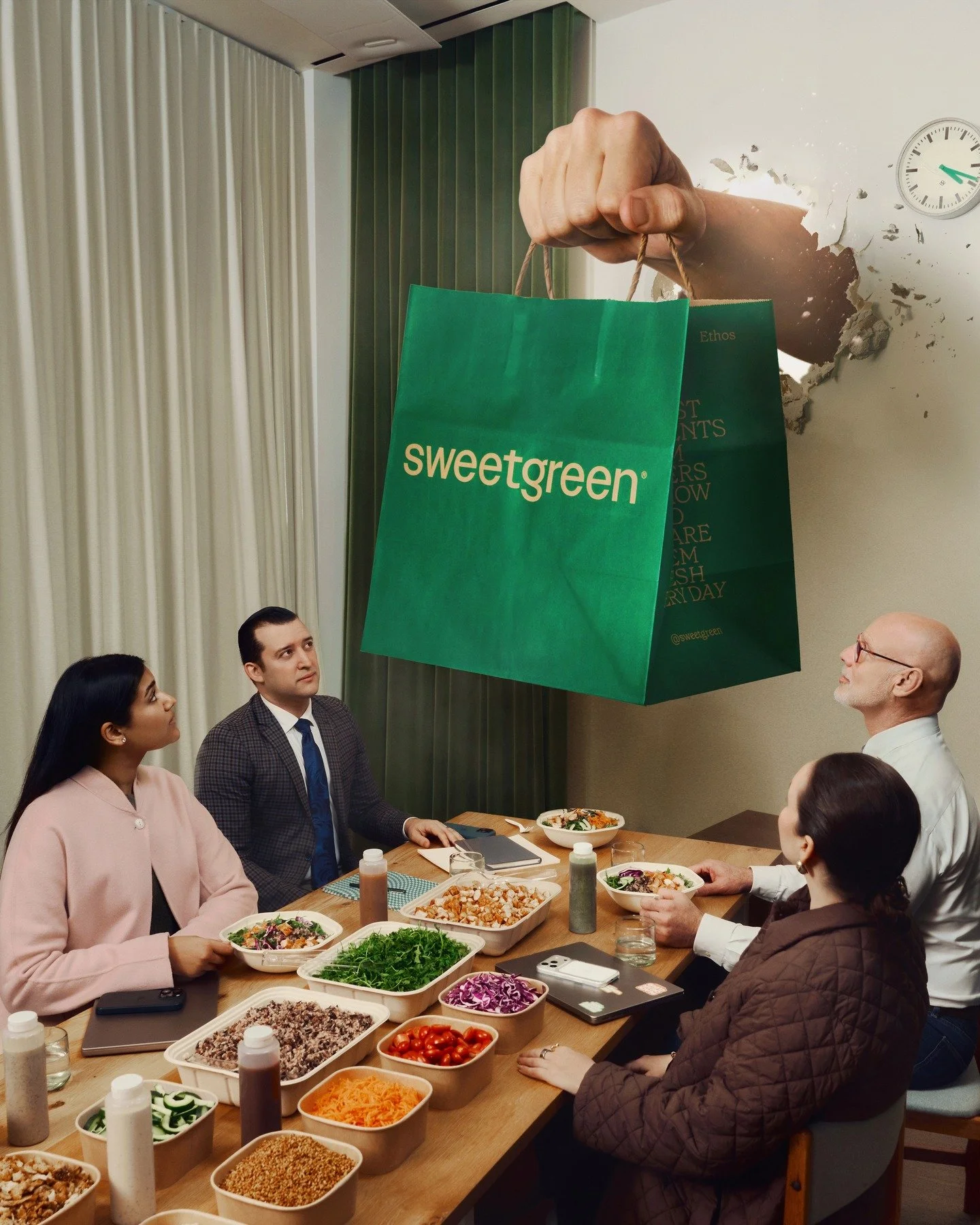 SWEETGREEN: Catering just crashed the &ldquo;bored&rdquo; meeting.🌱

Client: @sweetgreen 
Creative @jillianwheeler 
Photography: @nicholasscarpinato
Production @hello.adhesive
Food @vegetarianspacestation
Sets @amsies
Thanks to the rest of the team 