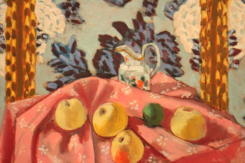 Detail from Still Life: Apples on Pink Tablecloth. Henri Matisse. 1922.