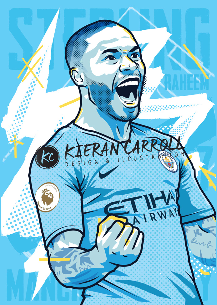 Raheem Sterling - Manchester City Print — Kieran Carroll Design