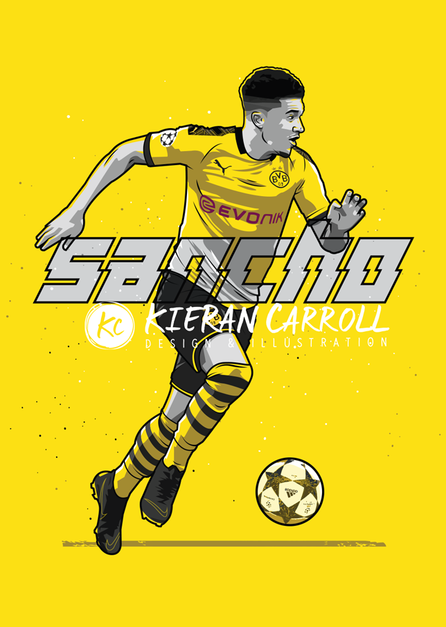 Jadon Sancho - Borrussia Dortmund Poster — Kieran Carroll Design