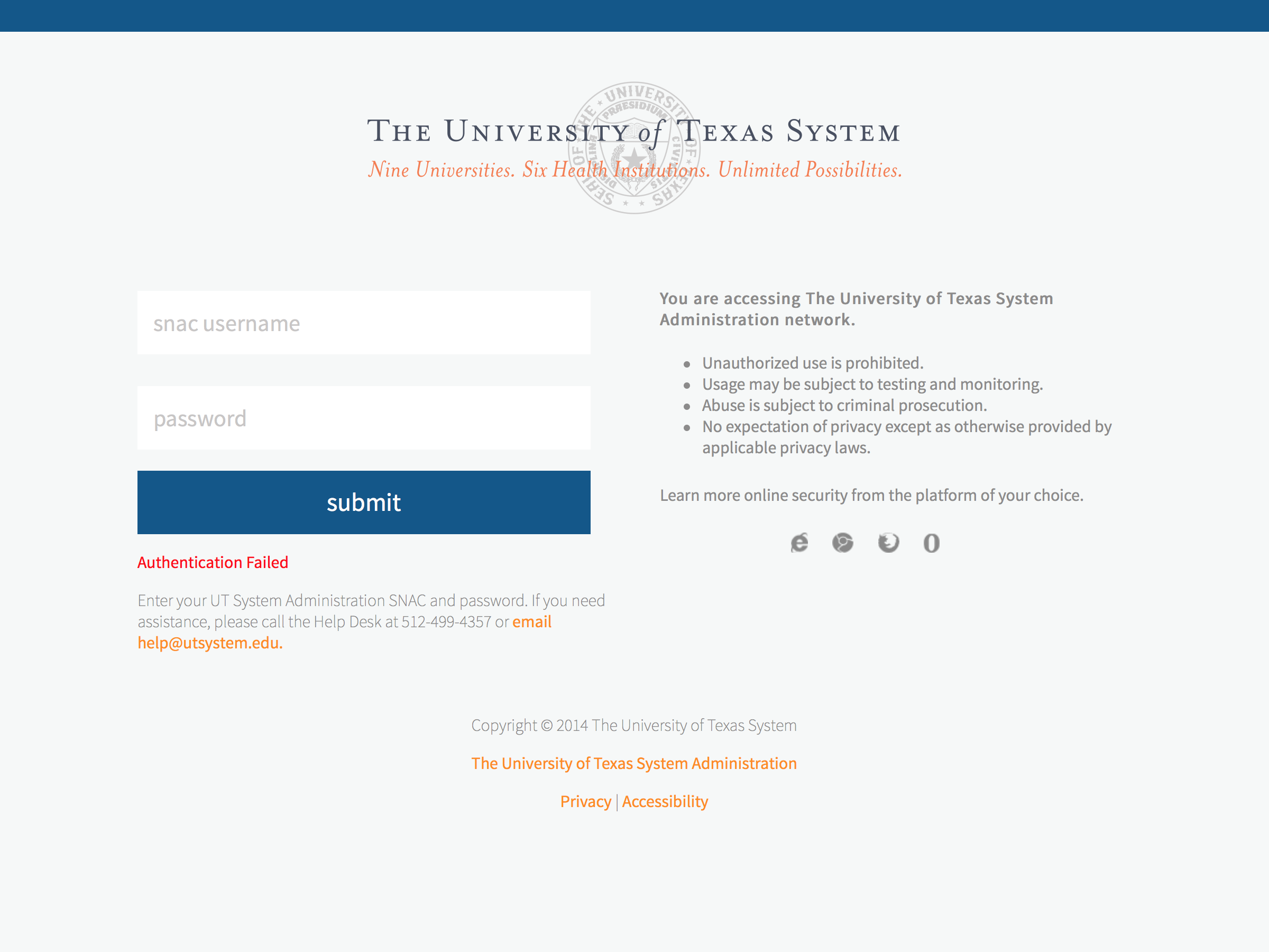 University of Texas System Administration Web Sign-on System (20150102).png