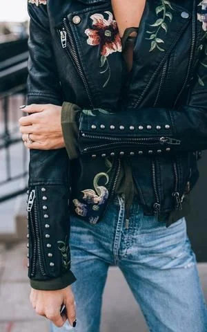Image Via Pinterest 3. Embroidered leather = love. Embroidery has been making it's way all over street style, blogs, instagrams, Pinterest, and I am loving it.