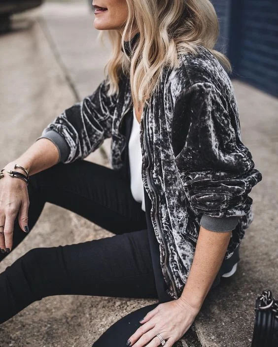 Image Via Pinterest 8. Velvet Bomber. Two of the biggest trends of winter, and one I am still loving. Especially grey!