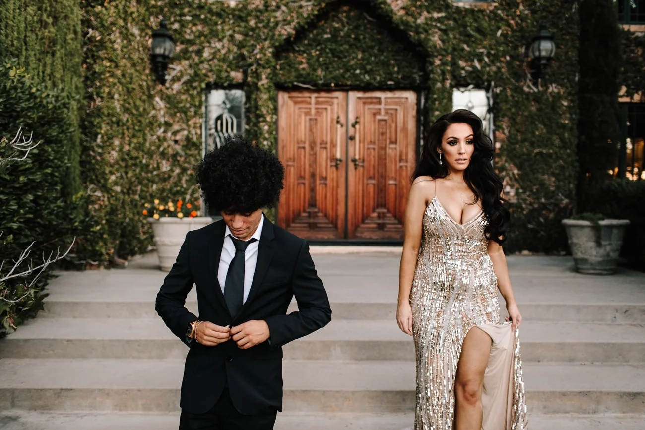 Chic couple and glamorous engagement session in San Diego