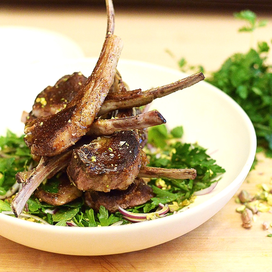 Lamb Chops Recipe with Parsley, Mint & Pistachio