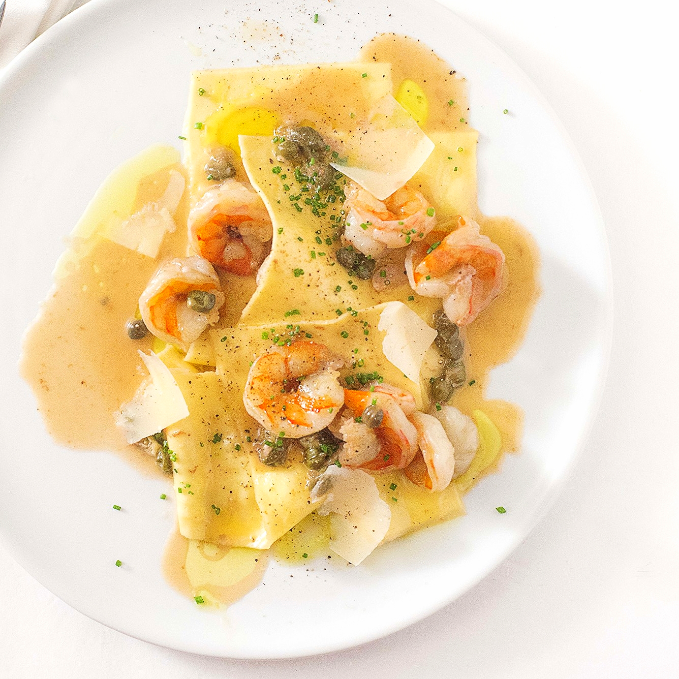 Shrimp, Wine & Caper “Open-Concept” Lasagna