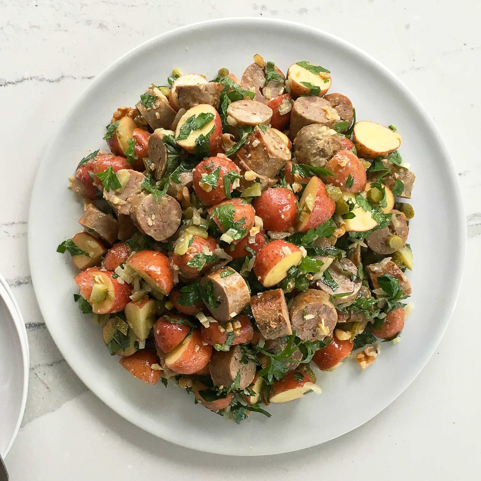 Sausage & Potato Salad w Cornichon & Walnuts by Chef Mike Ward
