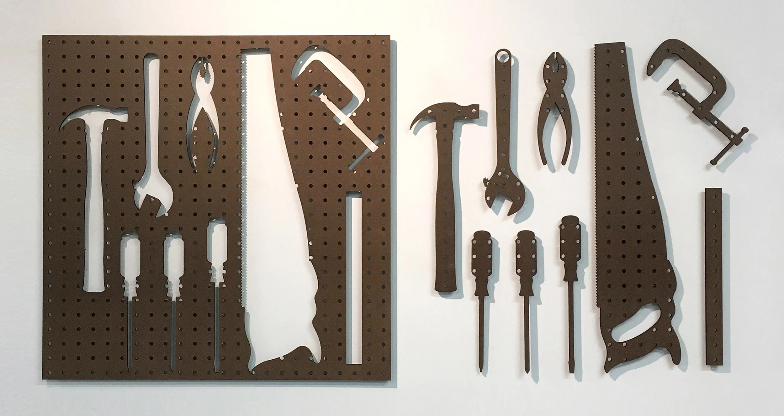 PARTS AND HOLES Laser cut 1/4” Masonite / 2017