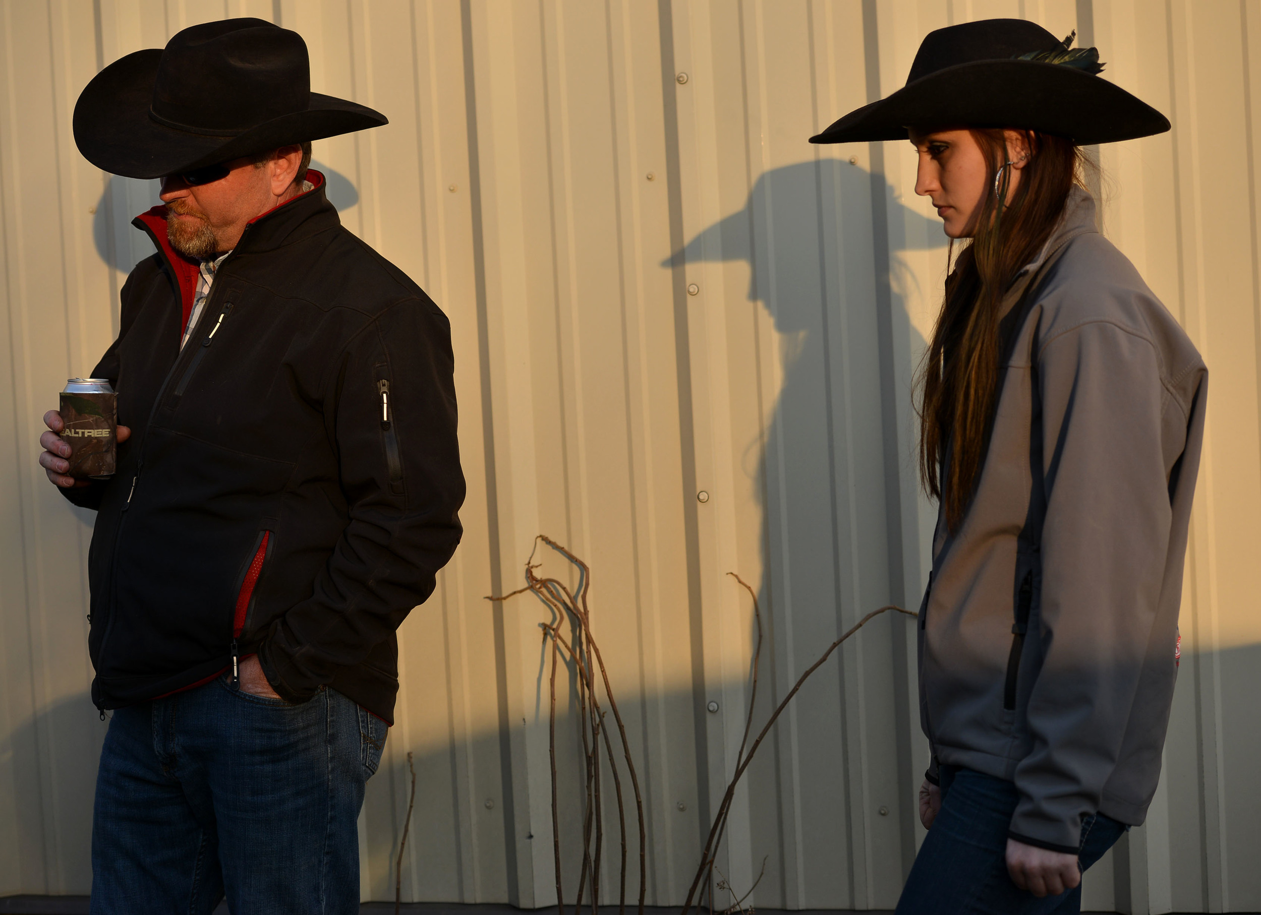   Amee stands with her dad, Bob Riley, shortly before a barrel racing competition in Eldon, Mo. Bob likes to keep Amee company at rodeos, which they attend almost every weekend in the summertime. "He doesn't like me to go by myself," she says.&nbsp; 