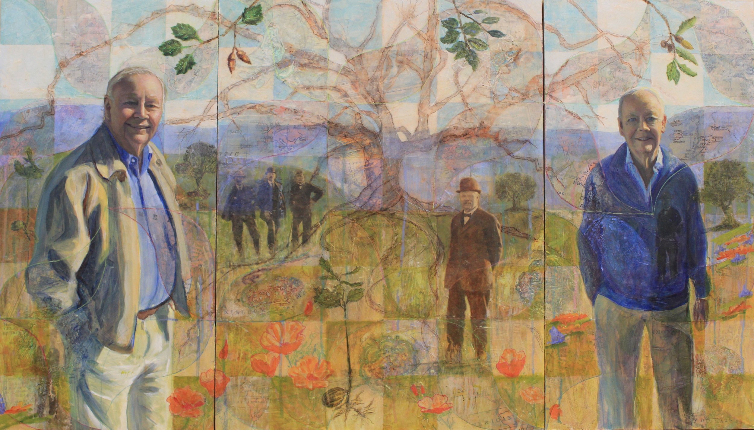 Erik and Hans Gregersen, multimedia tryptich, 12x24, 18x24, 12x24, by Holli Harmon