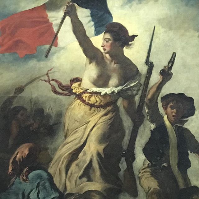 DAY 1 of Cocktails &amp; Curiosities Paris Research! -- Vibrant, fiery, rebellious, and victorious - Delacroix's Liberty Leading the People.  My favorite piece in the Louvre.  Now how to condense the Romanticism movement, French Revolutions, the end 