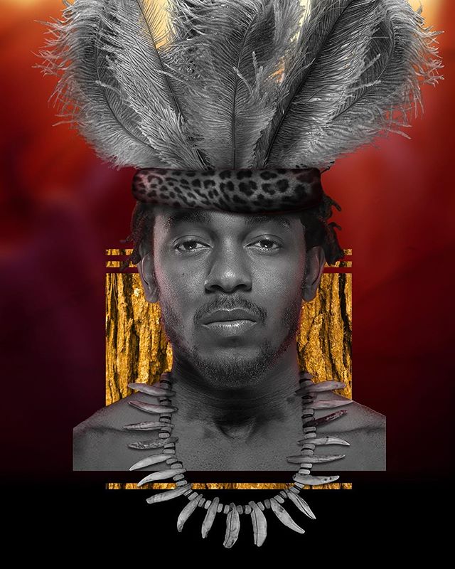 #KingKendrick aka @kendricklamar from my #Reincarnates series featured in #HowlMagazine | Check out the article posted along with it. #Zulu #Peoples #Human #Tribal #King #Chieftain #Leopard #Claws #Ostrich #Feathers #Crown #Cattle #Wood #Bark #Gold #