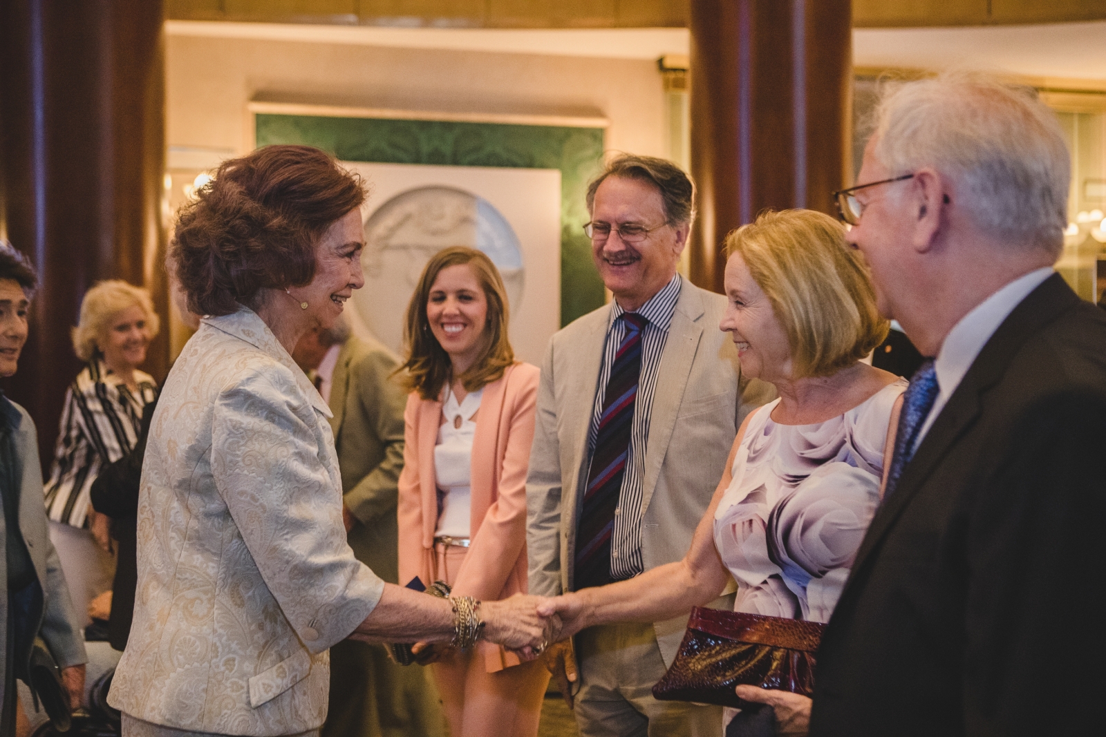 Queen Sofia of Spain being introduced to Virginia and myself at the Reina Sofia School of Music in Madrid