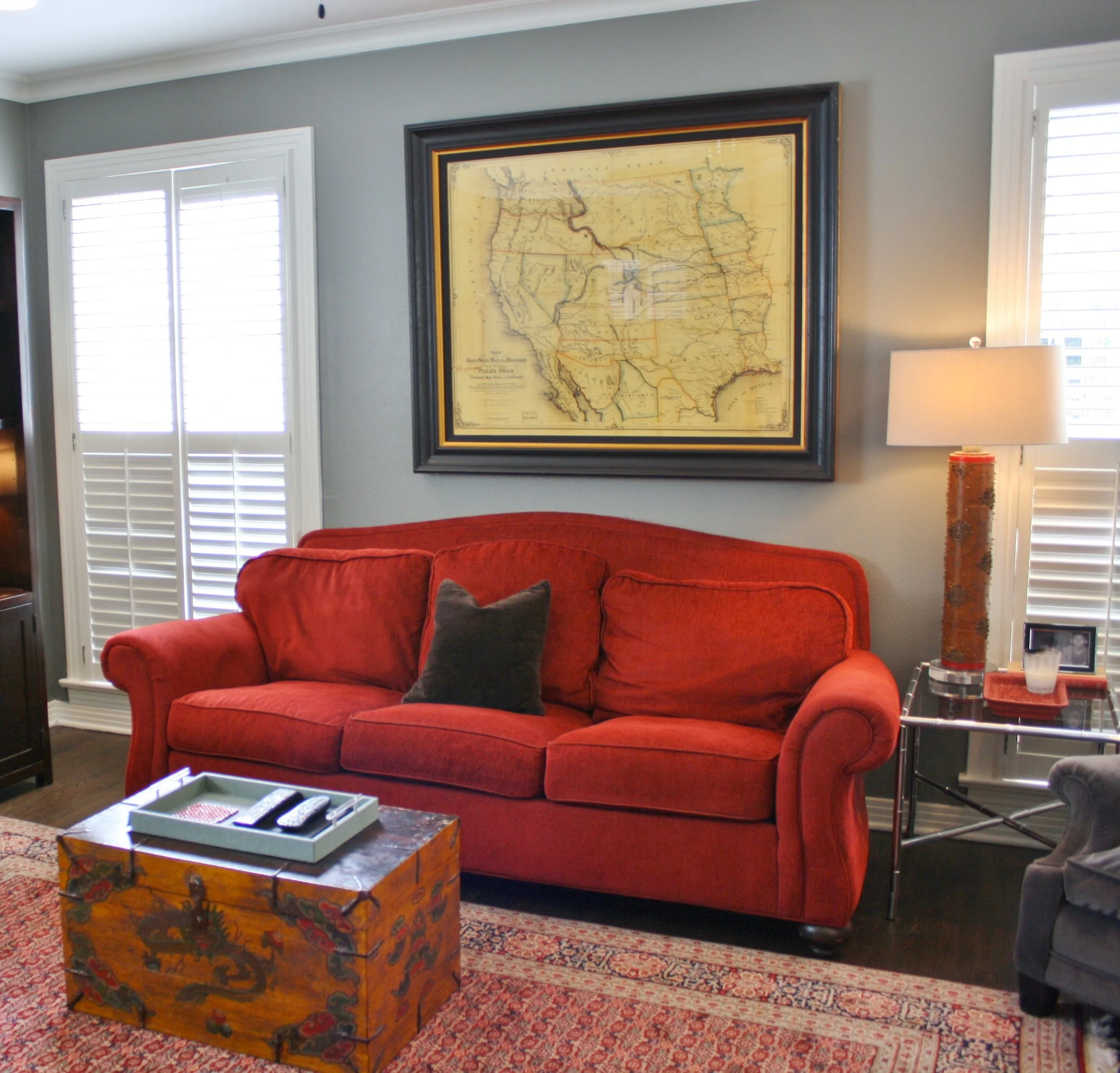 Antique Wallpaper Roller Lamp with Lucite Base — Jackson Kline