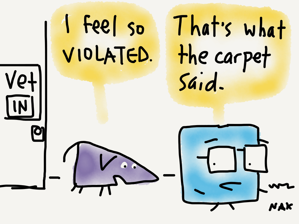 Inside of a dog it's too dark to read