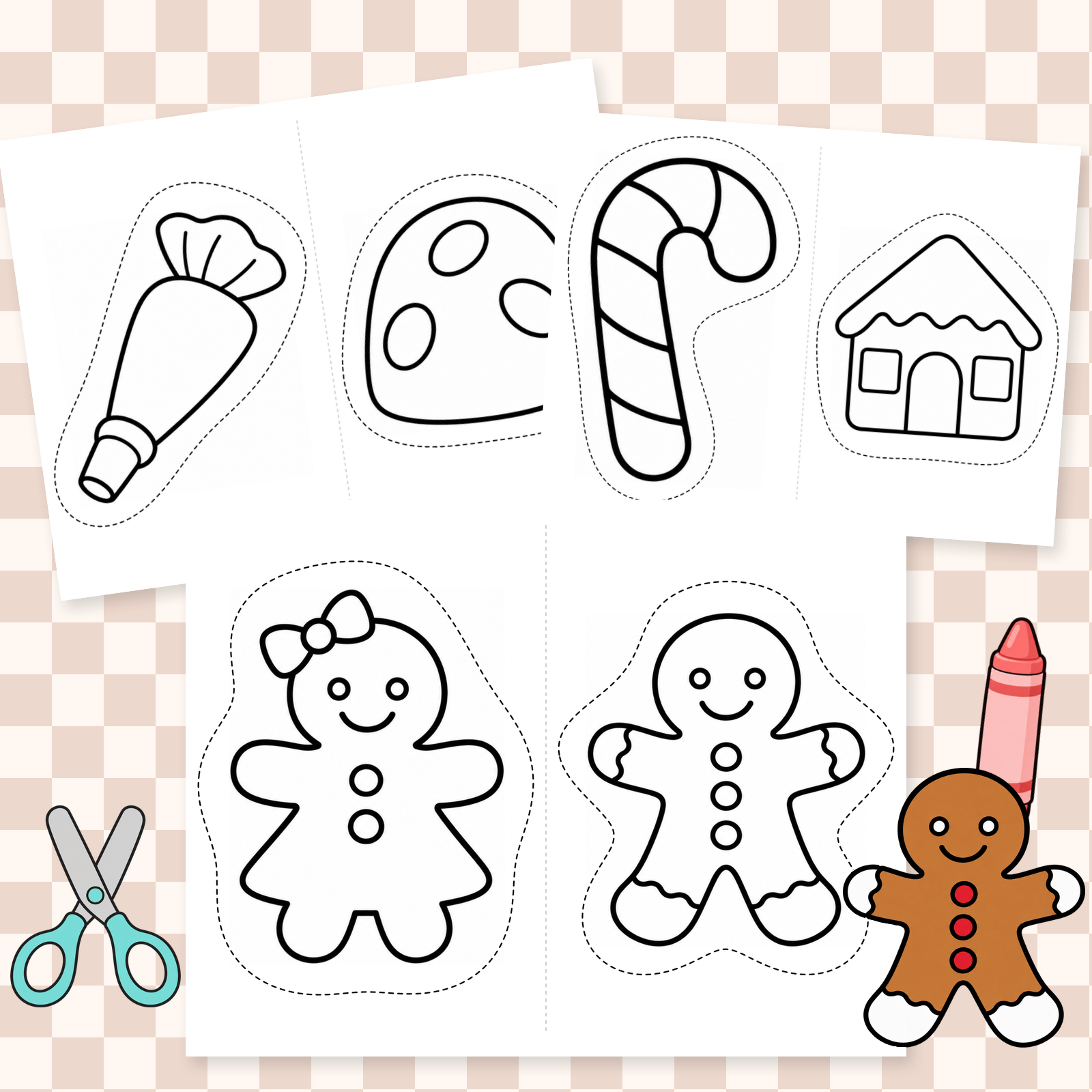 Gingerbread-Color & Cut.