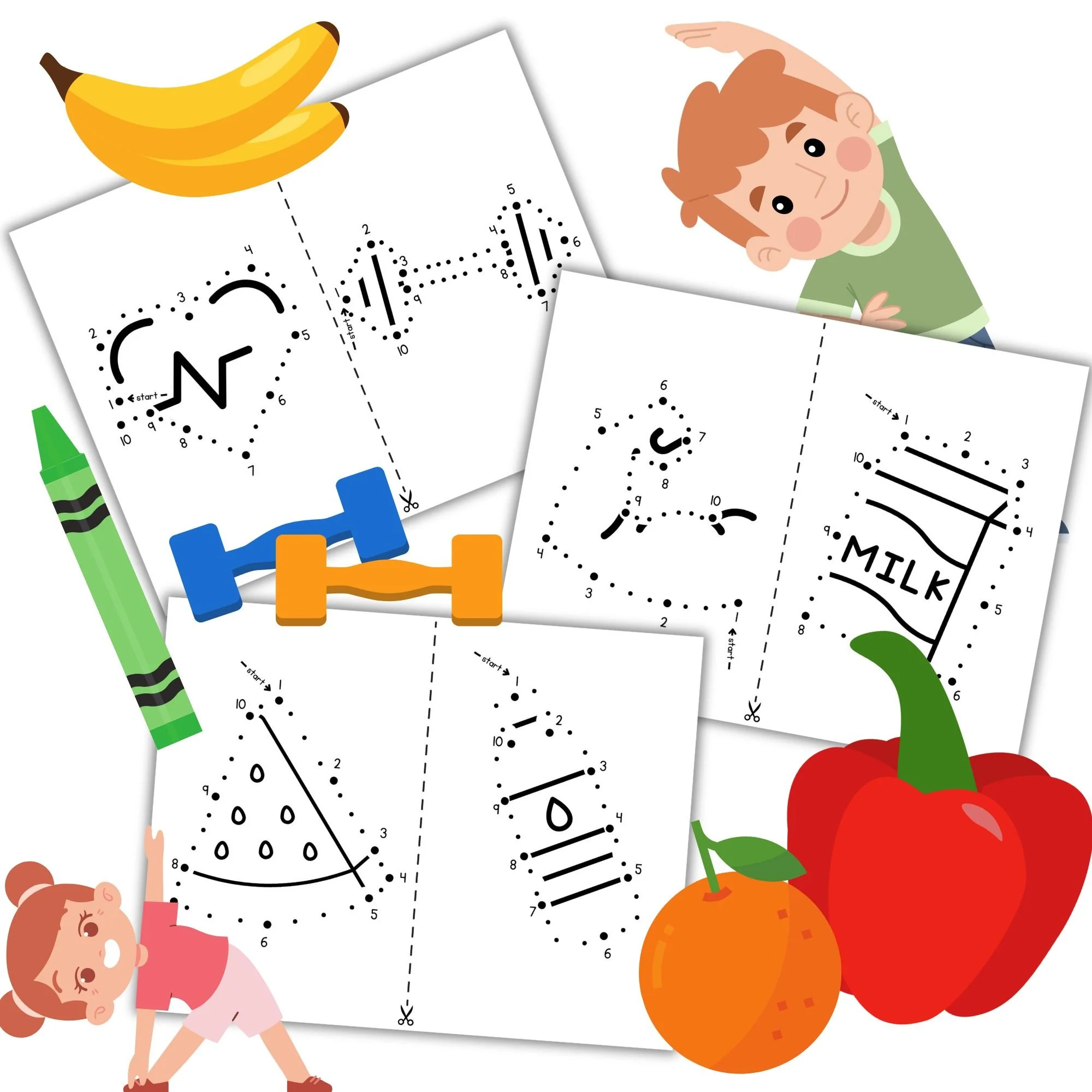 Simple Dot-to-Dot Healthy Food & Exercise