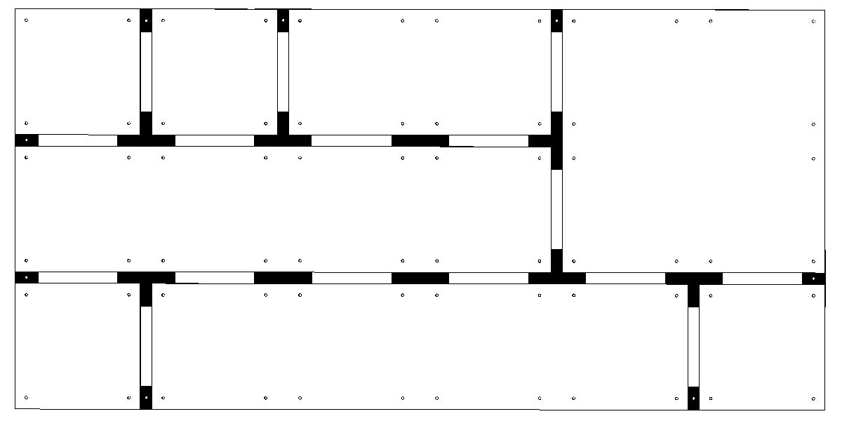 Front view of connector plates on tiles