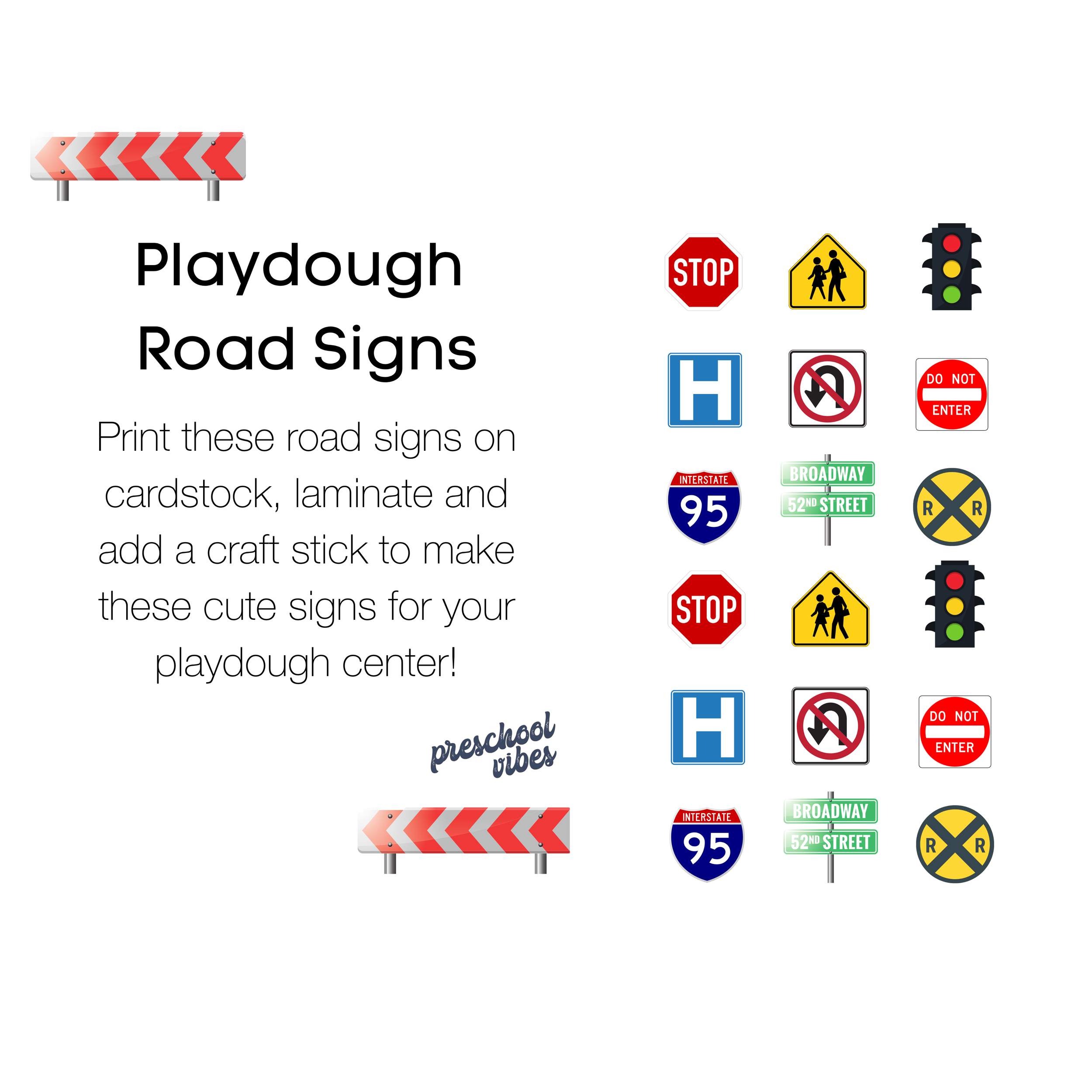 FREEBIE Play-Dough Mini Road Signs — Preschool Vibes