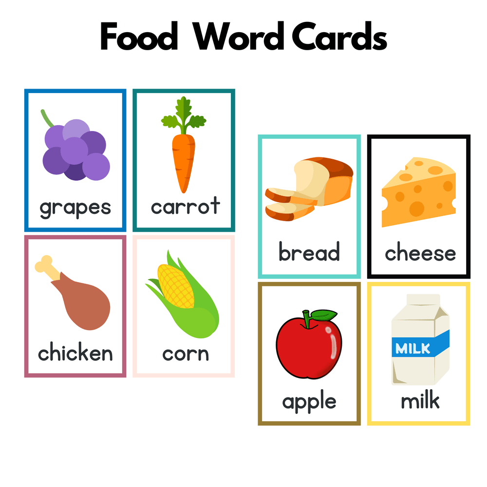 food word cards — preschool vibes