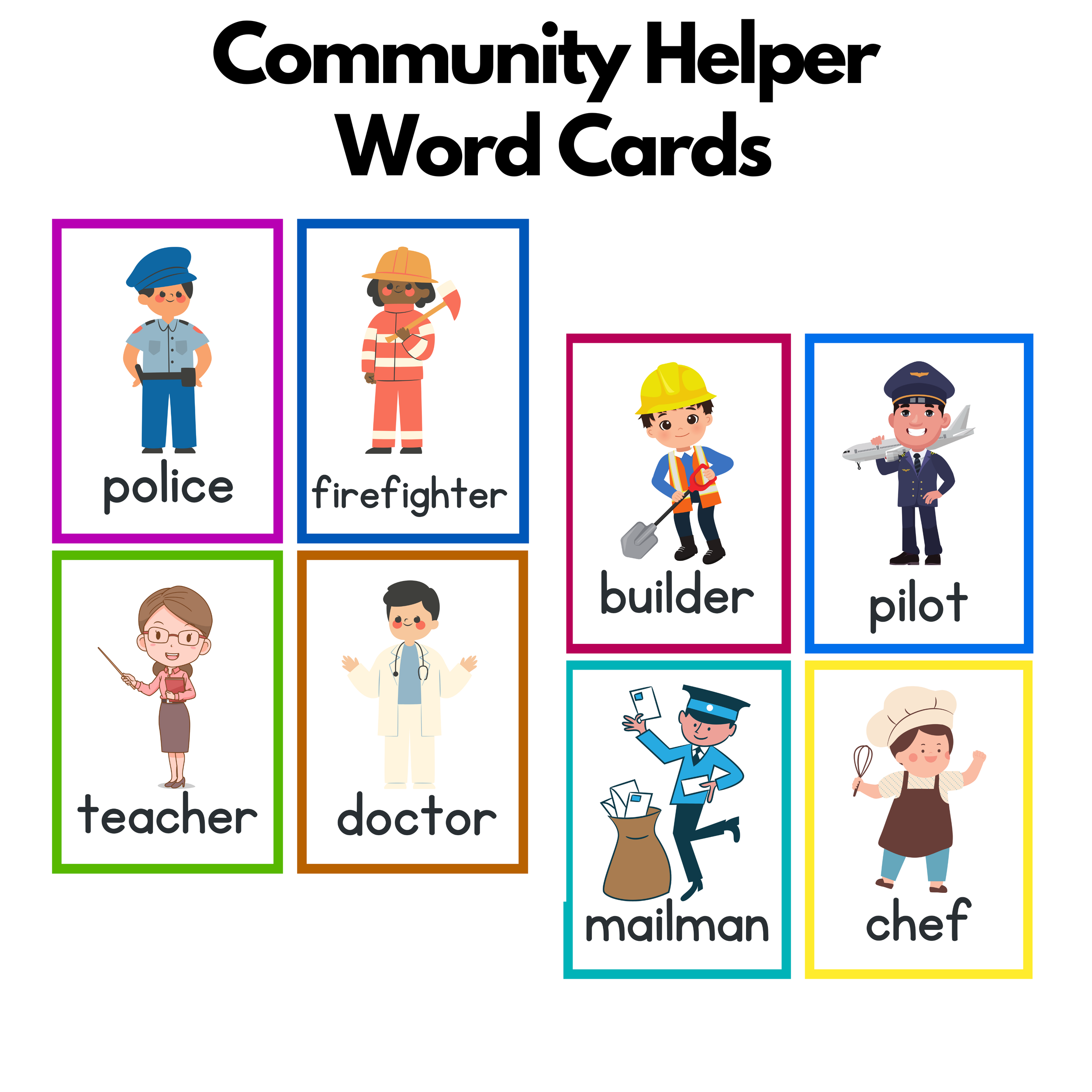 Community Helper Word Cards — Preschool Vibes