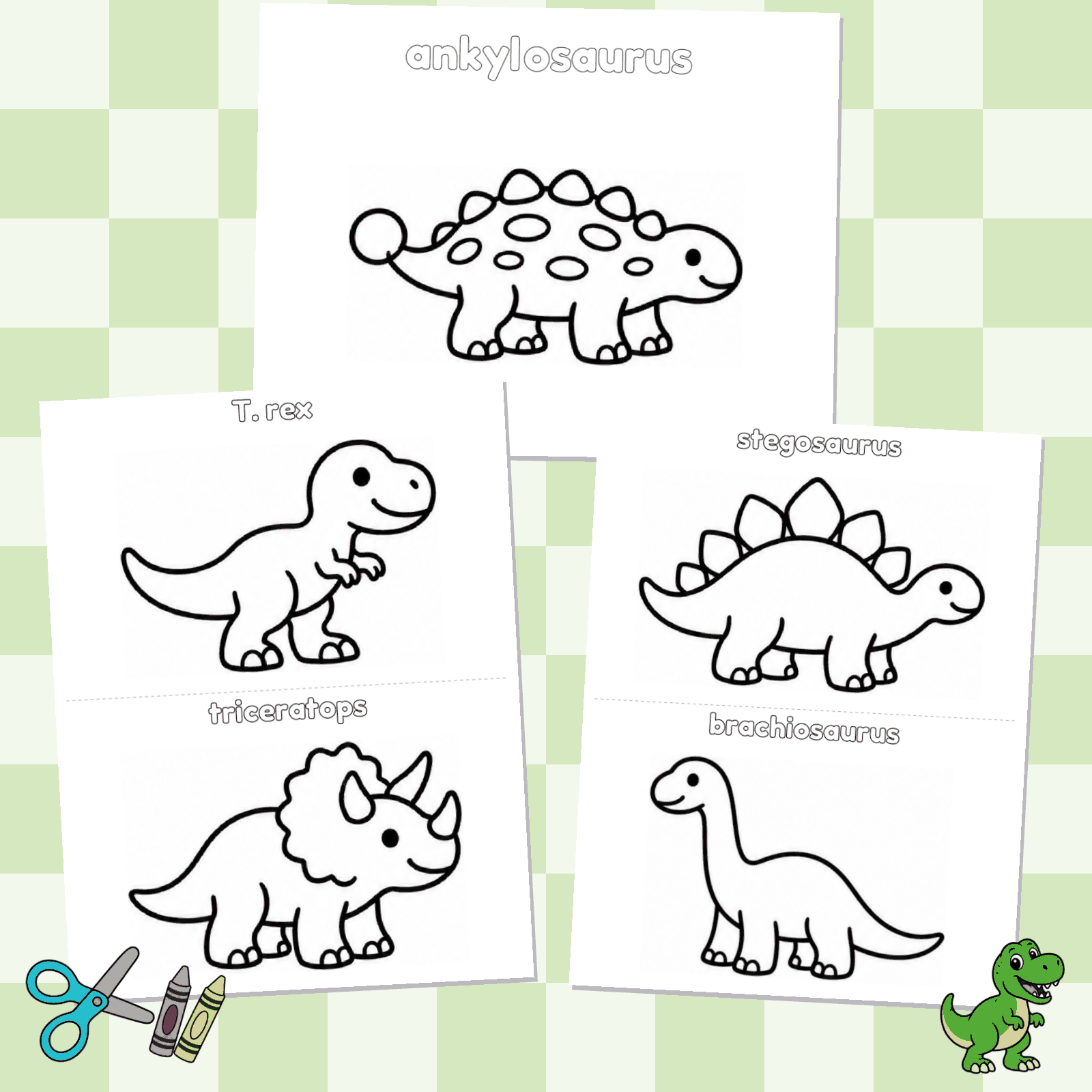 Simple Coloring Pages - Dinosaurs.