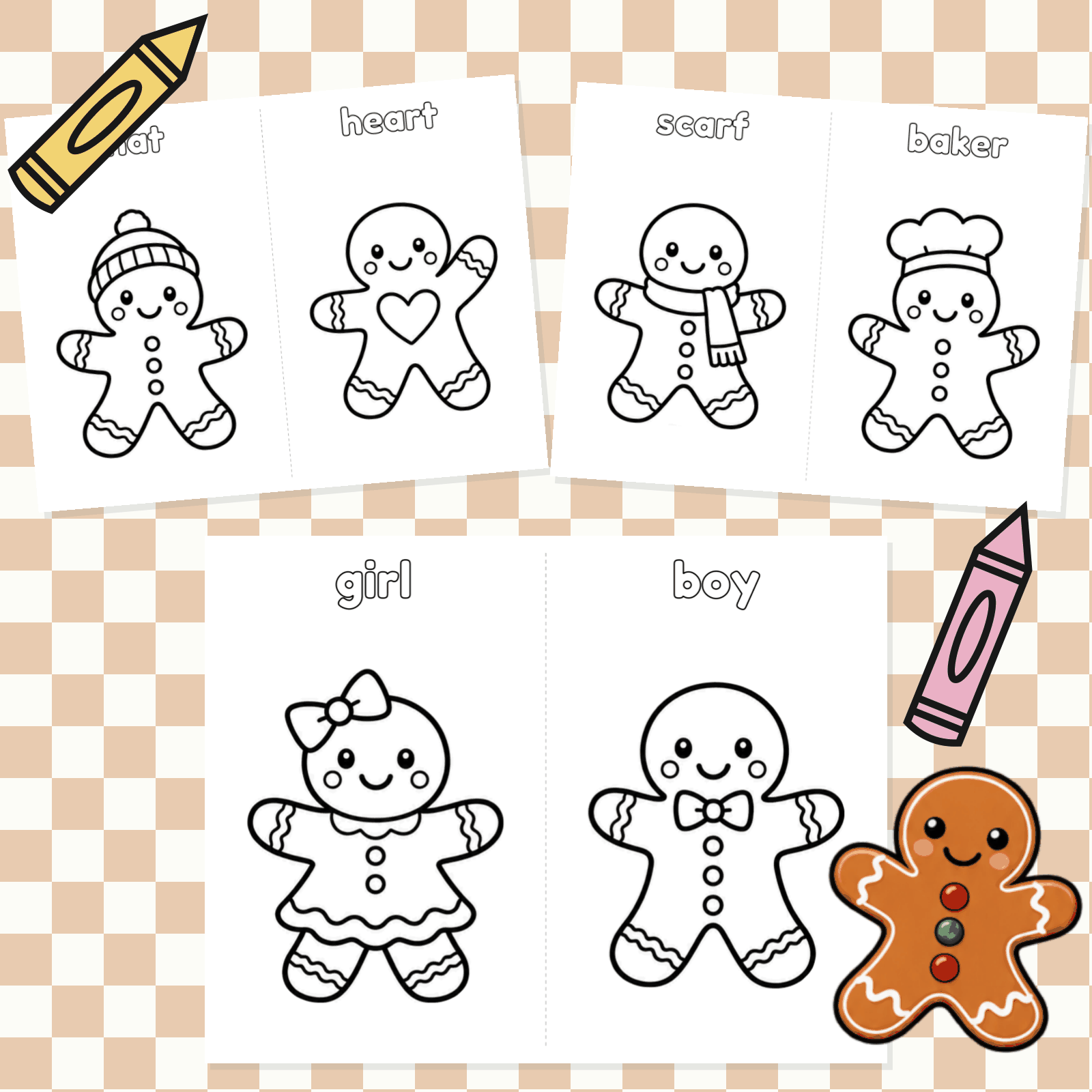 Simple Coloring Pages - Gingerbread