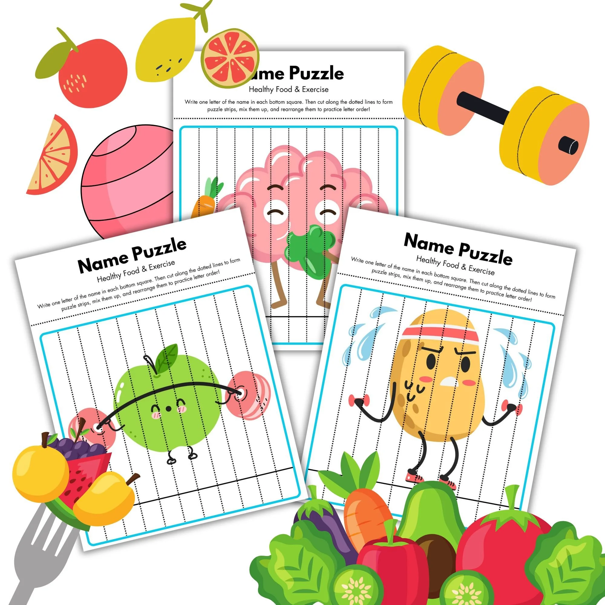 Name Puzzle - Healthy Food & Exercise