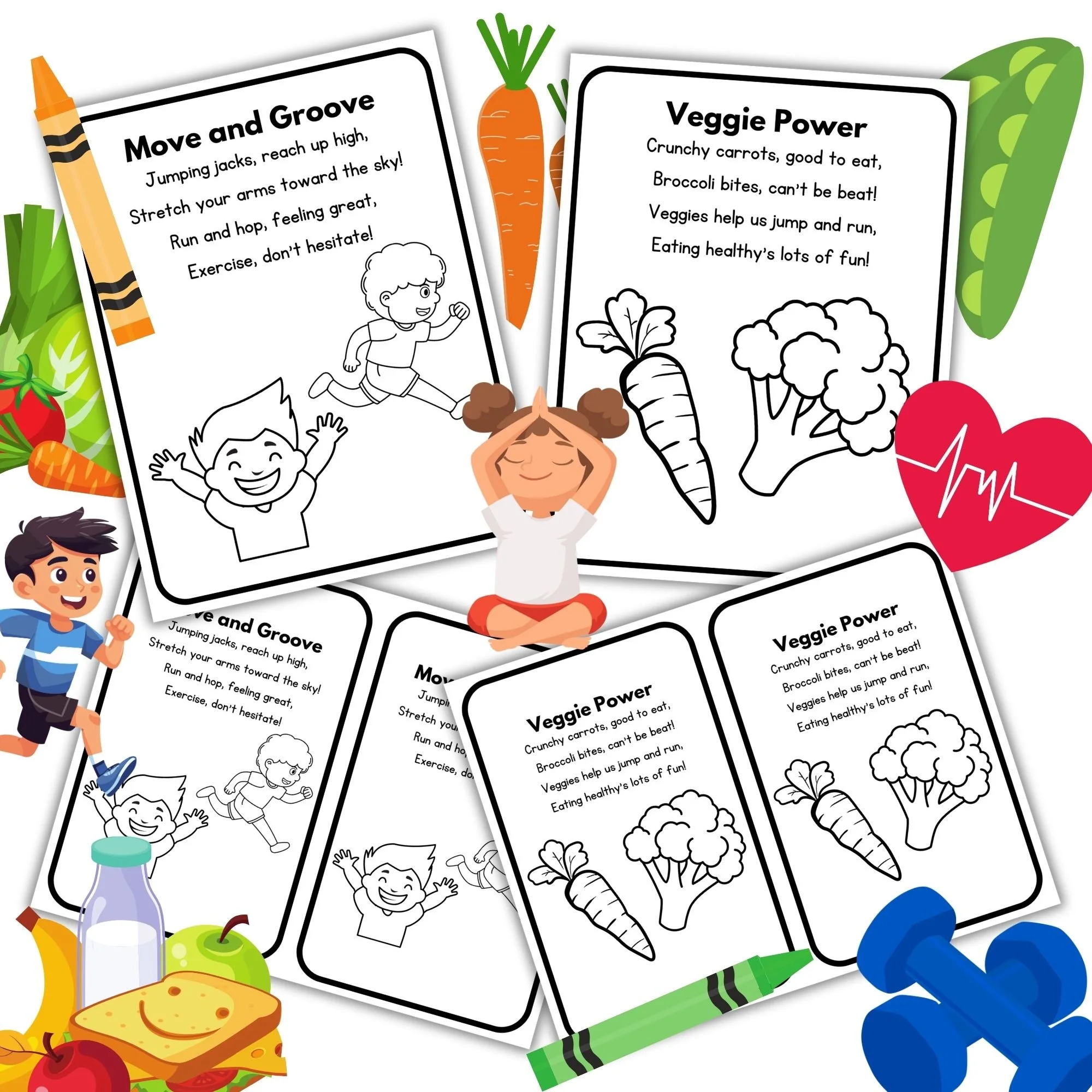 Color & Poem-Healthy Foods & Exercise