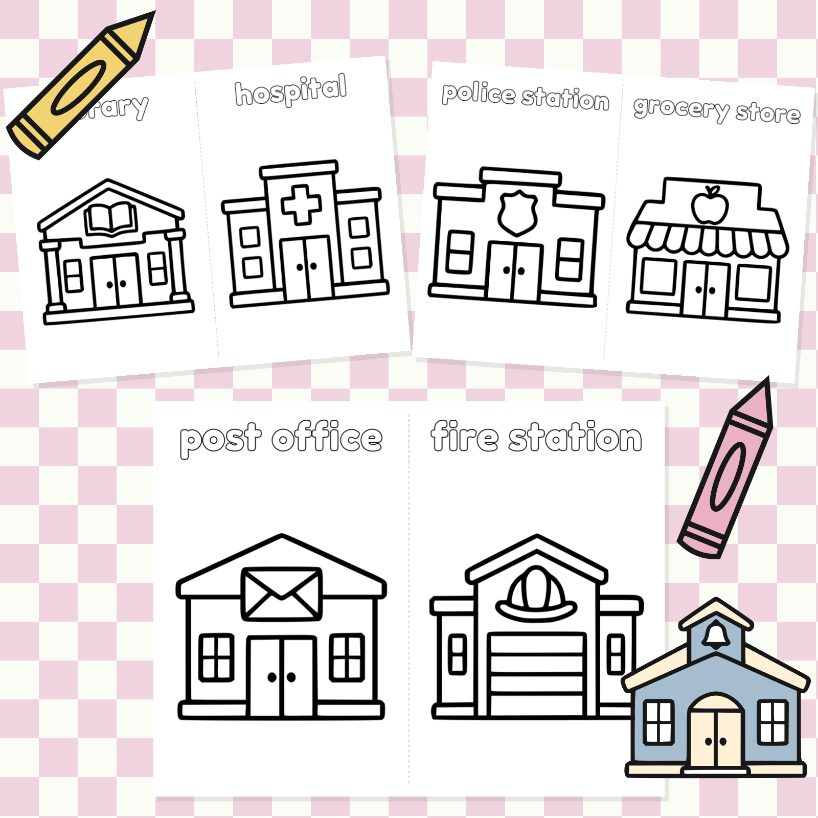 Simple Coloring Pages - Community Places